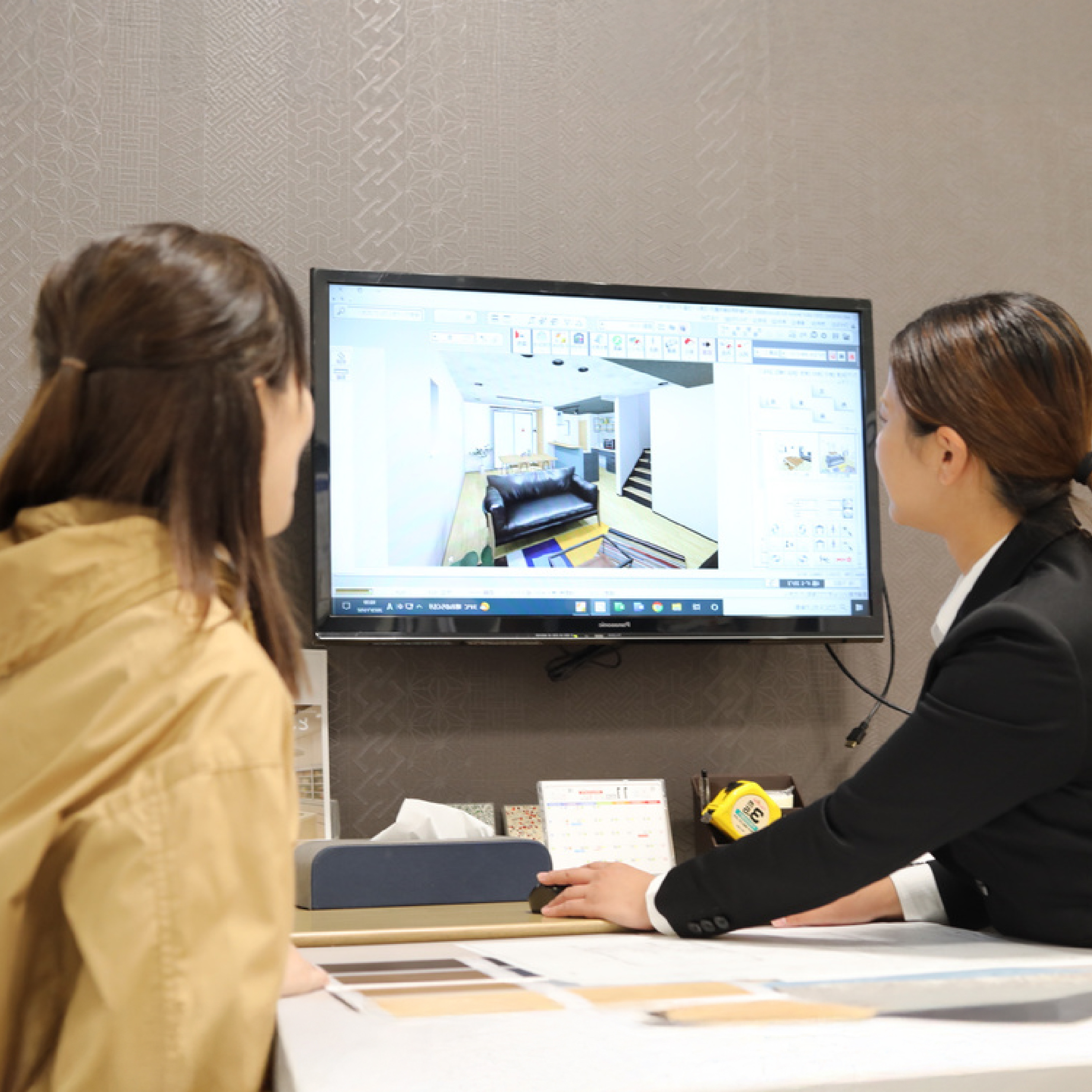 打合せには再現度の高い3Dパースを使用