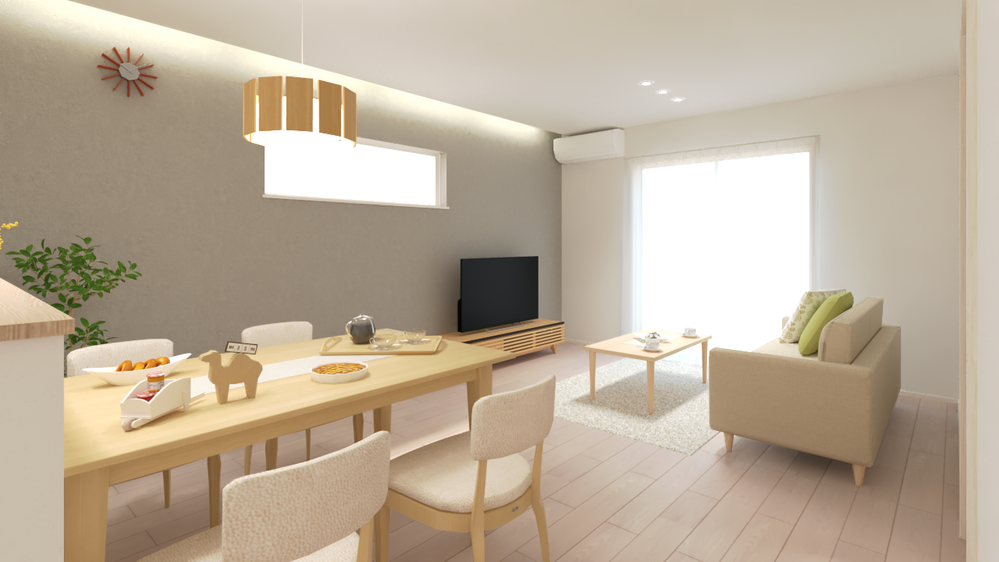 【LDKイメージ】南西の大きな窓から明るい光が室内に入ります